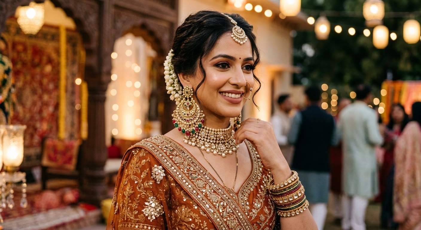 matching necklace with blouse neckline for ethnic outfit