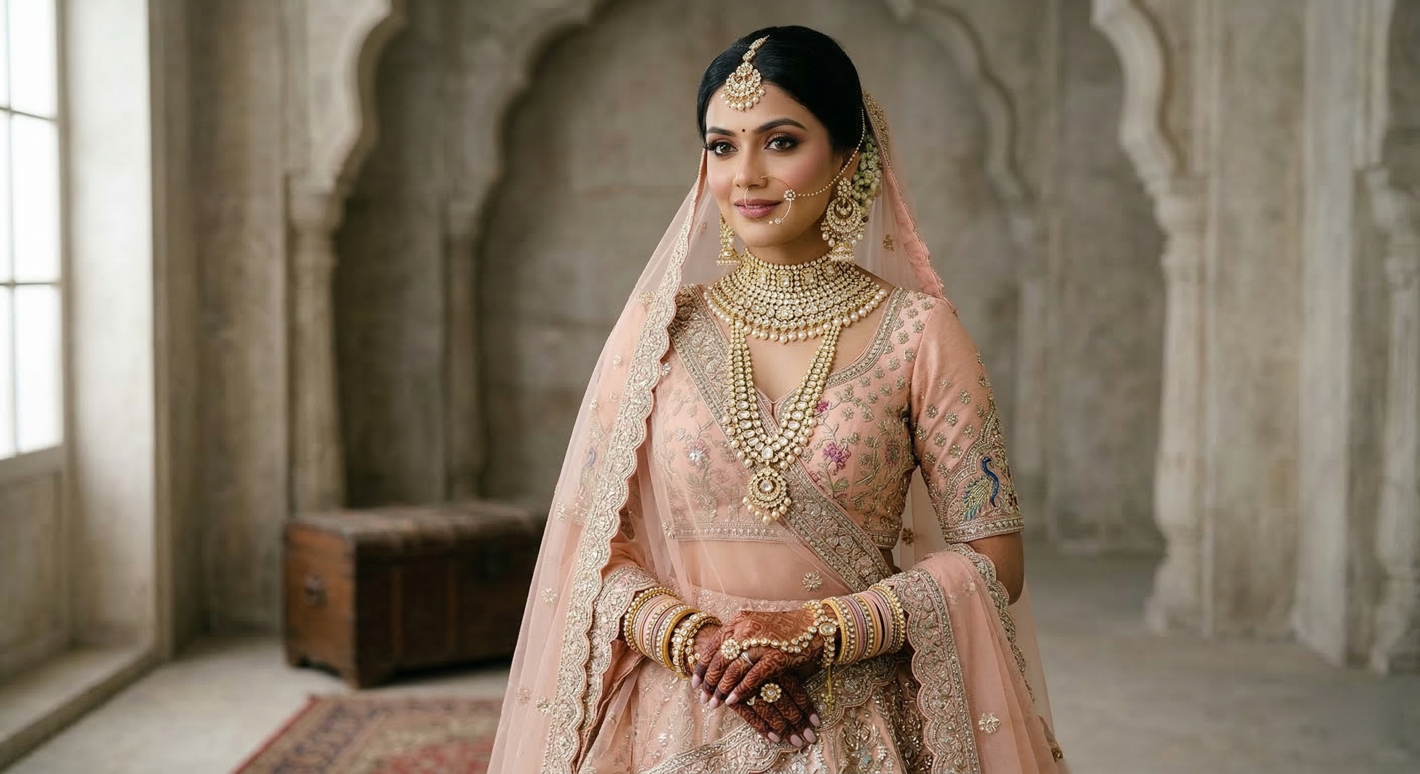 bridal jewellery styling with lehenga